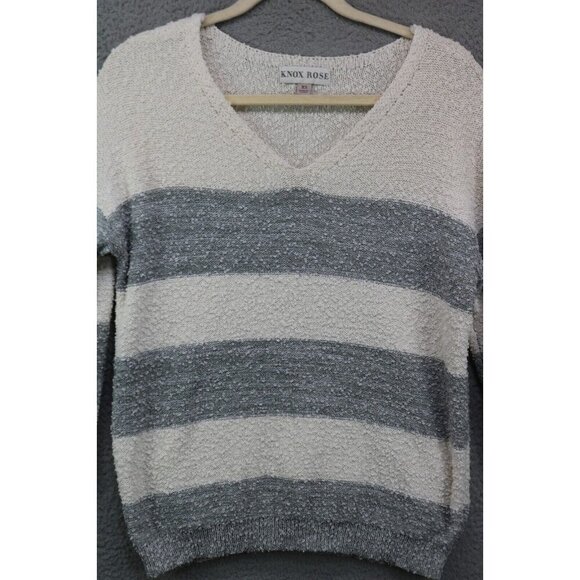 Knox Rose Popcorn Knit Long Sleeve Sweater-Size XS-Striped-Lagenlook - Picture 2 of 9